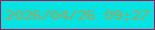文字の大きさ：3、枠の色：af0f52、背景の色：02e3e2、文字の色：a0a75d 無料ブログパーツのブログ時計