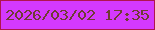 文字の大きさ：2、枠の色：af154f、背景の色：d439fd、文字の色：6f3c34 無料ブログパーツのブログ時計