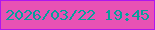 文字の大きさ：1、枠の色：af16ed、背景の色：e852b4、文字の色：05a09b 無料ブログパーツのブログ時計