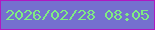 文字の大きさ：4、枠の色：af19c1、背景の色：7570cf、文字の色：7fec82 無料ブログパーツのブログ時計