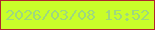 文字の大きさ：4、枠の色：af272e、背景の色：c9fe2a、文字の色：9ed87e 無料ブログパーツのブログ時計