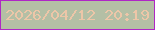 文字の大きさ：3、枠の色：af27c5、背景の色：b4bfa5、文字の色：edc6a8 無料ブログパーツのブログ時計