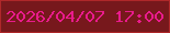 文字の大きさ：3、枠の色：af282a、背景の色：77181c、文字の色：e91b8c 無料ブログパーツのブログ時計