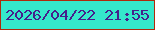 文字の大きさ：4、枠の色：af2a0c、背景の色：35e8cb、文字の色：461f8b 無料ブログパーツのブログ時計