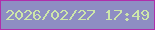 文字の大きさ：5、枠の色：af2fab、背景の色：8e8ec3、文字の色：cde6aa 無料ブログパーツのブログ時計
