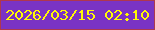 文字の大きさ：2、枠の色：af374e、背景の色：7a33c4、文字の色：fffa04 無料ブログパーツのブログ時計
