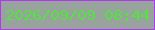 文字の大きさ：3、枠の色：af38f0、背景の色：99a39e、文字の色：52e540 無料ブログパーツのブログ時計