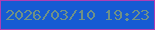 文字の大きさ：5、枠の色：af3db4、背景の色：165bd3、文字の色：6f9187 無料ブログパーツのブログ時計