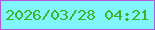 文字の大きさ：2、枠の色：af59dc、背景の色：80f6fc、文字の色：3fb22e 無料ブログパーツのブログ時計
