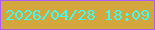 文字の大きさ：2、枠の色：af5df7、背景の色：d3a63e、文字の色：3efcf1 無料ブログパーツのブログ時計