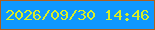 文字の大きさ：2、枠の色：af5e1e、背景の色：0f98ff、文字の色：d7ee28 無料ブログパーツのブログ時計