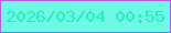文字の大きさ：3、枠の色：af5ee7、背景の色：6df9e4、文字の色：29ecbc 無料ブログパーツのブログ時計