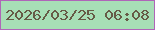 文字の大きさ：2、枠の色：af66b8、背景の色：a7dfb6、文字の色：665b46 無料ブログパーツのブログ時計
