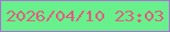 文字の大きさ：2、枠の色：af6cd5、背景の色：67f08c、文字の色：e05d80 無料ブログパーツのブログ時計