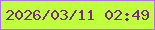 文字の大きさ：1、枠の色：af6eff、背景の色：bfff3d、文字の色：762c76 無料ブログパーツのブログ時計