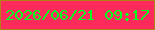 文字の大きさ：5、枠の色：af8213、背景の色：fc2b5b、文字の色：02ff22 無料ブログパーツのブログ時計