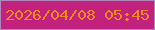 文字の大きさ：4、枠の色：af88b9、背景の色：c2227e、文字の色：ee881f 無料ブログパーツのブログ時計
