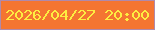 文字の大きさ：4、枠の色：af89ab、背景の色：f47531、文字の色：fded41 無料ブログパーツのブログ時計