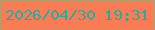 文字の大きさ：5、枠の色：afa06b、背景の色：fa7c54、文字の色：24ac9f 無料ブログパーツのブログ時計