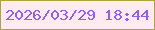文字の大きさ：2、枠の色：afa43a、背景の色：feeaf3、文字の色：915ff7 無料ブログパーツのブログ時計