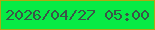 文字の大きさ：1、枠の色：afa812、背景の色：07eb45、文字の色：3a5648 無料ブログパーツのブログ時計