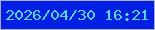 文字の大きさ：5、枠の色：afaac5、背景の色：0120e3、文字の色：56d3ed 無料ブログパーツのブログ時計