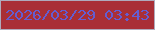 文字の大きさ：5、枠の色：afabbc、背景の色：a92f36、文字の色：645dd1 無料ブログパーツのブログ時計