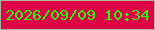 文字の大きさ：3、枠の色：afb39e、背景の色：dc0447、文字の色：2bf90c 無料ブログパーツのブログ時計