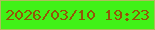 文字の大きさ：2、枠の色：afbd5b、背景の色：41f117、文字の色：935508 無料ブログパーツのブログ時計