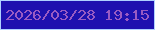 文字の大きさ：5、枠の色：afd1ff、背景の色：1e11af、文字の色：995bc3 無料ブログパーツのブログ時計