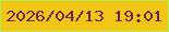 文字の大きさ：1、枠の色：afee53、背景の色：f3c514、文字の色：6d274a 無料ブログパーツのブログ時計