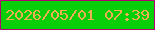 文字の大きさ：1、枠の色：b00071、背景の色：08cf09、文字の色：eeae55 無料ブログパーツのブログ時計