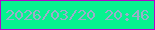 文字の大きさ：3、枠の色：b007ca、背景の色：06f28f、文字の色：9bacca 無料ブログパーツのブログ時計