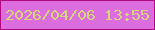 文字の大きさ：3、枠の色：b00980、背景の色：dc6dde、文字の色：d7d57b 無料ブログパーツのブログ時計