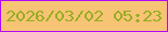 文字の大きさ：1、枠の色：b00afb、背景の色：f7c375、文字の色：96ad20 無料ブログパーツのブログ時計