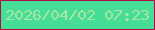 文字の大きさ：2、枠の色：b00d45、背景の色：46dd97、文字の色：a7e6a5 無料ブログパーツのブログ時計