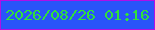 文字の大きさ：3、枠の色：b00fe7、背景の色：2954f9、文字の色：31e03b 無料ブログパーツのブログ時計