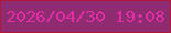 文字の大きさ：5、枠の色：b0173b、背景の色：8f2b71、文字の色：e02fa4 無料ブログパーツのブログ時計