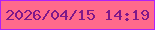 文字の大きさ：4、枠の色：b021f6、背景の色：ff6a8c、文字の色：7f1889 無料ブログパーツのブログ時計