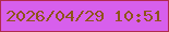 文字の大きさ：1、枠の色：b02c4d、背景の色：d75fec、文字の色：8d5419 無料ブログパーツのブログ時計