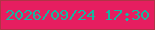 文字の大きさ：1、枠の色：b03446、背景の色：e61e60、文字の色：16b7a0 無料ブログパーツのブログ時計