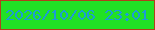 文字の大きさ：1、枠の色：b0401b、背景の色：21e125、文字の色：1c9cd5 無料ブログパーツのブログ時計