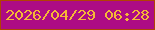 文字の大きさ：2、枠の色：b04303、背景の色：ad0c84、文字の色：f5b836 無料ブログパーツのブログ時計