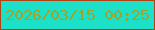 文字の大きさ：4、枠の色：b04313、背景の色：1de0c8、文字の色：a1a328 無料ブログパーツのブログ時計