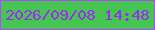 文字の大きさ：2、枠の色：b046fd、背景の色：47c552、文字の色：9f2af7 無料ブログパーツのブログ時計