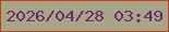 文字の大きさ：4、枠の色：b04828、背景の色：aaa487、文字の色：692c6e 無料ブログパーツのブログ時計