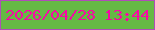 文字の大きさ：4、枠の色：b04db8、背景の色：66b945、文字の色：f609a5 無料ブログパーツのブログ時計