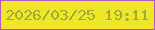 文字の大きさ：5、枠の色：b05cbf、背景の色：efe529、文字の色：9cac37 無料ブログパーツのブログ時計