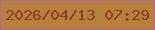 文字の大きさ：4、枠の色：b0659b、背景の色：b87f3d、文字の色：913a27 無料ブログパーツのブログ時計