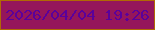 文字の大きさ：5、枠の色：b06904、背景の色：95165b、文字の色：5a019b 無料ブログパーツのブログ時計
